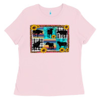 Bubblegum Pink cow sunflower leopard Ladies Tee - Artiststas