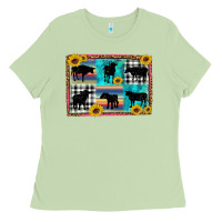 Matcha cow sunflower leopard Ladies Tee - Artiststas