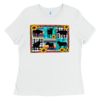 White cow sunflower leopard Ladies Tee - Artiststas