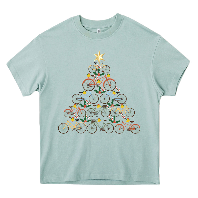 Bicycle Christmas Tree Funny Biker Bicyclist Xmas For Family Long Slee Heavy Core Tee by lanVoArt | Teevron