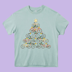 Bicycle Christmas Tree Funny Biker Bicyclist Xmas For Family Long Slee Heavy Core Tee Designed By Lanvoart