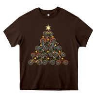 Chocolate Brown bicycle christmas tree funny biker bicyclist xmas for family long slee Heavy Core Tee - lanVoArt