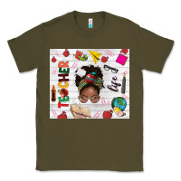 Army Green afro teacher life Classic Tee - NancyCooperArtShop
