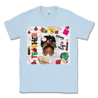 Dusty Blue afro teacher life Classic Tee - NancyCooperArtShop