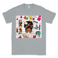 Heather Grey afro teacher life Classic Tee - NancyCooperArtShop