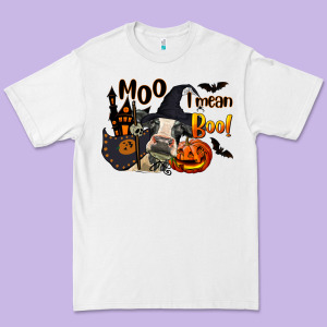 Moo I Mean Boo Holstein Cow Premium Tee Designed By Lillyallendesigns