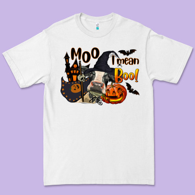 Moo I Mean Boo Holstein Cow Premium Tee Designed By Lillyallendesigns