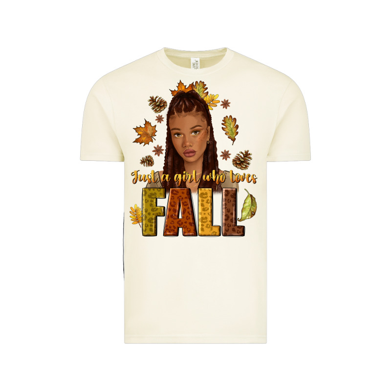 Just A Girl Who Loves Fall Afro Woman Vintage Tee by NancyCooperArtShop | Teevron