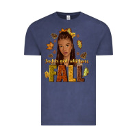Vintage Denim Just a girl who loves Fall afro woman Vintage Tee - NancyCooperArtShop