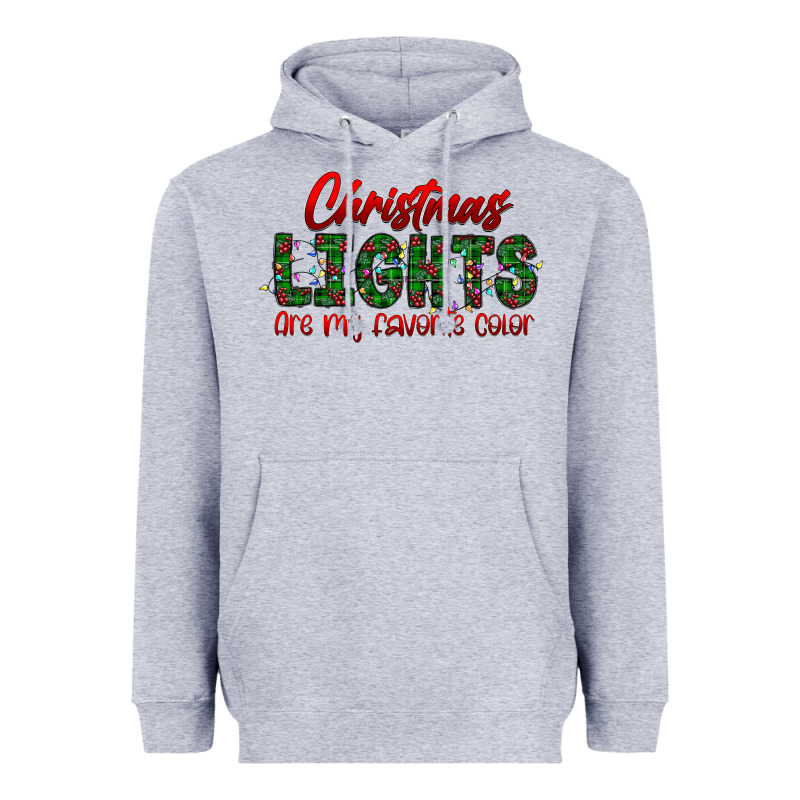 Festive Christmas Lights Text Art Heavyweight Hoodie by CowhideDigitalArt | Teevron