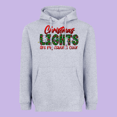 Festive Christmas Lights Text Art Heavyweight Hoodie Designed By Cowhidedigitalart