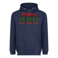 Navy festive christmas lights text art Heavyweight Hoodie - CowhideDigitalArt