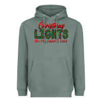 Sage festive christmas lights text art Heavyweight Hoodie - CowhideDigitalArt