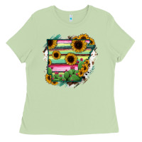 Matcha Arkansas Map Sunflower Cactus Serape Ladies Tee - RanaPortraitStore