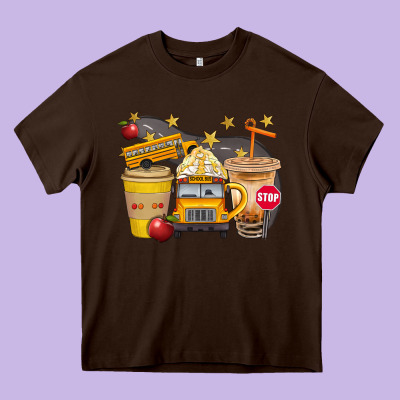 School Bus Coffee And Star Bbs Heavy Core Tee Designed By Bundleandbundleshop