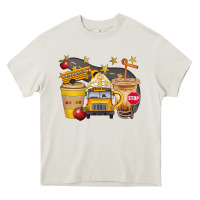 Cream School Bus Coffee And Star Bbs Heavy Core Tee - BundleAndBundleShop