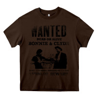 Chocolate Brown wanted bonnie and clyde, distressed Heavy Core Tee - lanVoArt