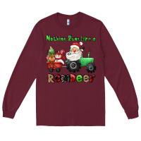 Burgundy nothing runs like a reindeer Long Sleeve Tee - CowGirlArtShop