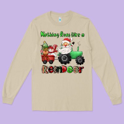Nothing Runs Like A Reindeer Long Sleeve Tee Designed By Cowgirlartshop