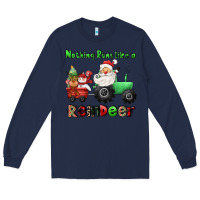 Navy nothing runs like a reindeer Long Sleeve Tee - CowGirlArtShop