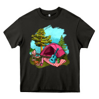 Asphalt Glamping Camp And Pink Tent Heavy Core Tee - BundleAndBundleShop