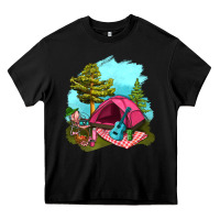 Black Glamping Camp And Pink Tent Heavy Core Tee - BundleAndBundleShop