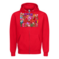 Red Every Bunny Favorite Teacher Easter Zipper Hoodie - CowhideDigitalArt