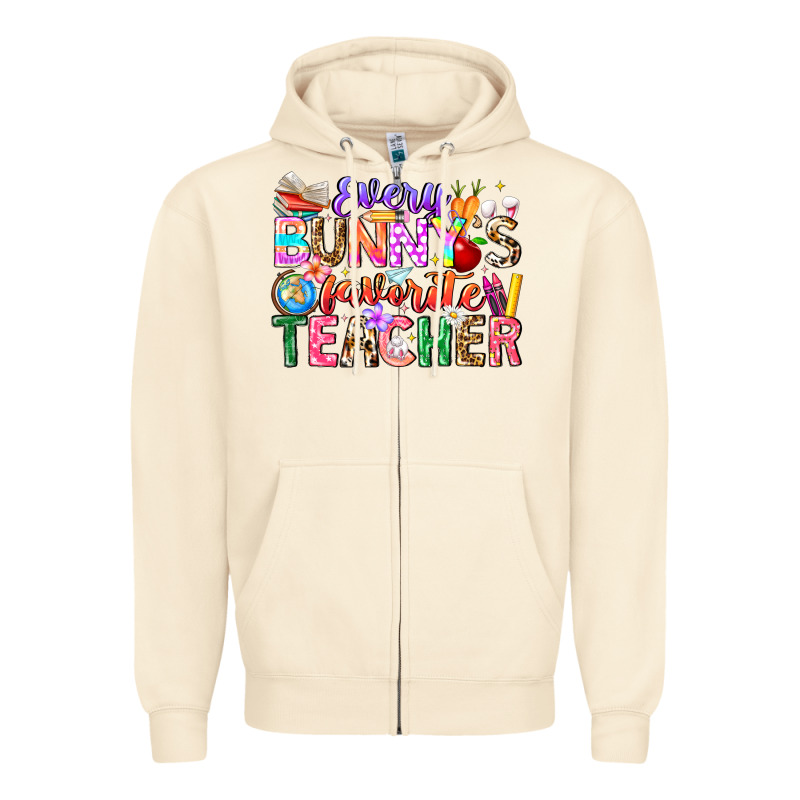 Every Bunny Favorite Teacher Easter Zipper Hoodie by CowhideDigitalArt | Teevron