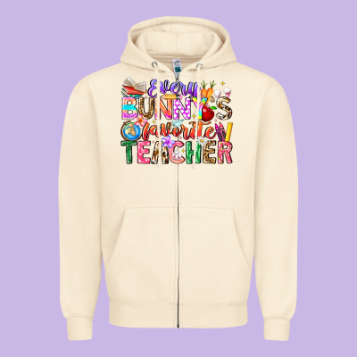 Every Bunny Favorite Teacher Easter Zipper Hoodie Designed By Cowhidedigitalart