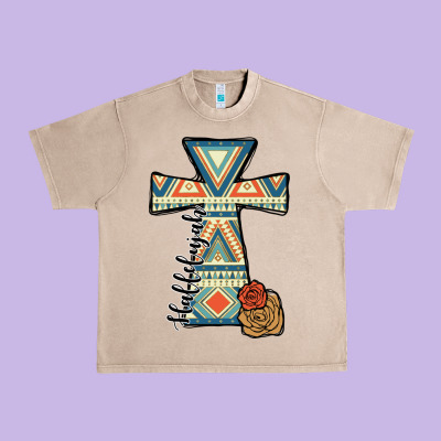 Halleluljah Aztec Cross Urban Heavy Tee Designed By Jahusdesignshop