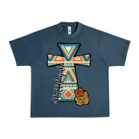 Midnight Navy halleluljah aztec cross Urban Heavy Tee - JahusDesignShop