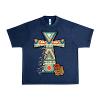 Navy halleluljah aztec cross Urban Heavy Tee - JahusDesignShop