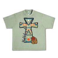 Oil Green halleluljah aztec cross Urban Heavy Tee - JahusDesignShop
