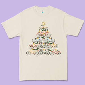 Bicycle Christmas Tree Funny Biker Bicyclist Xmas For Family Long Slee Premium Tee Designed By Lanvoart