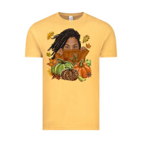Vintage Mustard Fall with black girl Vintage Tee - NancyCooperArtShop
