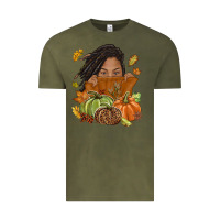 Vintage Olive Fall with black girl Vintage Tee - NancyCooperArtShop