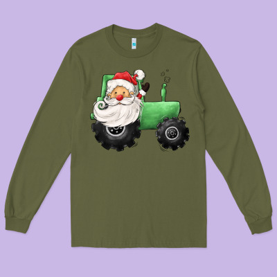Santa Tractor Long Sleeve Tee Designed By Cowgirlartshop