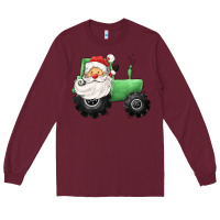 Burgundy santa tractor Long Sleeve Tee - CowGirlArtShop