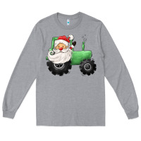 Heather Grey santa tractor Long Sleeve Tee - CowGirlArtShop