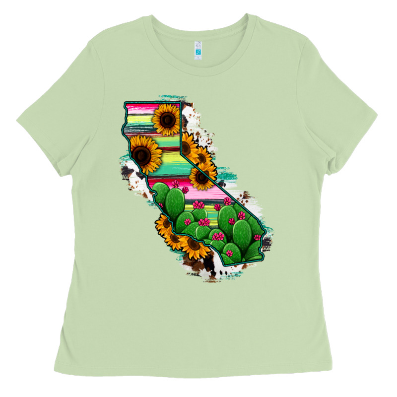 California Map Sunflower Cactus Serape Ladies Tee by RanaPortraitStore | Teevron