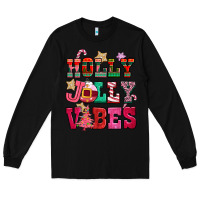 Black holly jolly vibes pink christmas Long Sleeve Tee - CowGirlArtShop