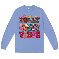 Colony Blue holly jolly vibes pink christmas Long Sleeve Tee - CowGirlArtShop