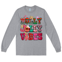 Heather Grey holly jolly vibes pink christmas Long Sleeve Tee - CowGirlArtShop