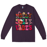 Plum holly jolly vibes pink christmas Long Sleeve Tee - CowGirlArtShop