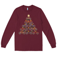 Burgundy bicycle christmas tree funny biker bicyclist xmas for family long slee Long Sleeve Tee - lanVoArt