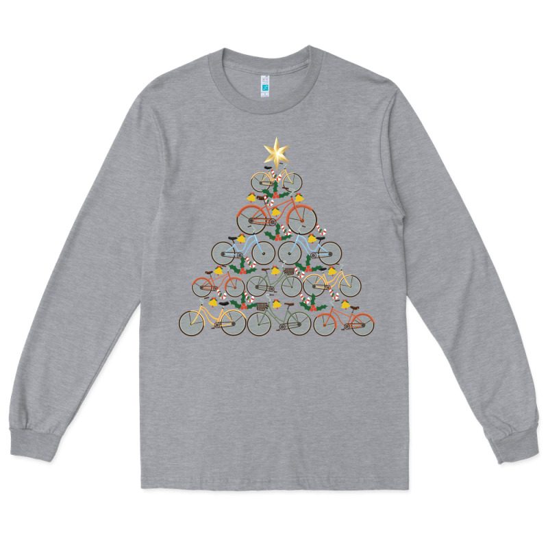 Bicycle Christmas Tree Funny Biker Bicyclist Xmas For Family Long Slee Long Sleeve Tee by lanVoArt | Teevron