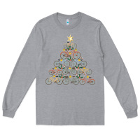 Heather Grey bicycle christmas tree funny biker bicyclist xmas for family long slee Long Sleeve Tee - lanVoArt