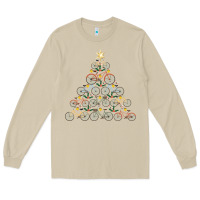 Mushroom bicycle christmas tree funny biker bicyclist xmas for family long slee Long Sleeve Tee - lanVoArt