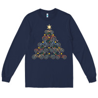 Navy bicycle christmas tree funny biker bicyclist xmas for family long slee Long Sleeve Tee - lanVoArt