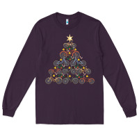 Plum bicycle christmas tree funny biker bicyclist xmas for family long slee Long Sleeve Tee - lanVoArt